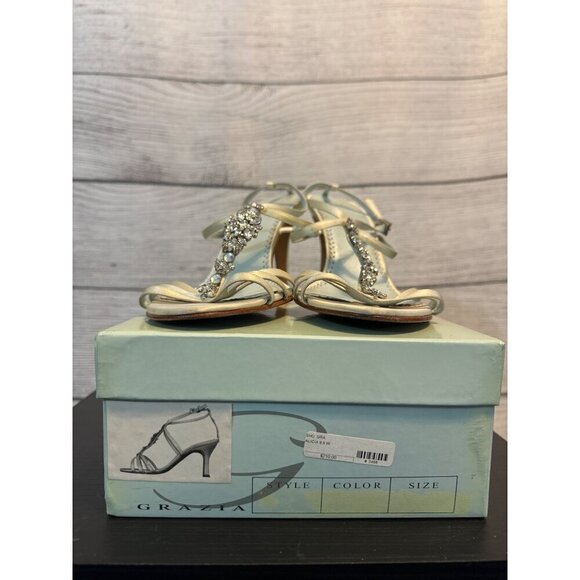 Grazia Alicia Silk Beaded Bridal Shoe Size 9.5 - Picture 2 of 7